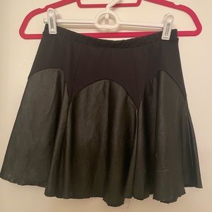 Asymmetrical leather distressed skirt